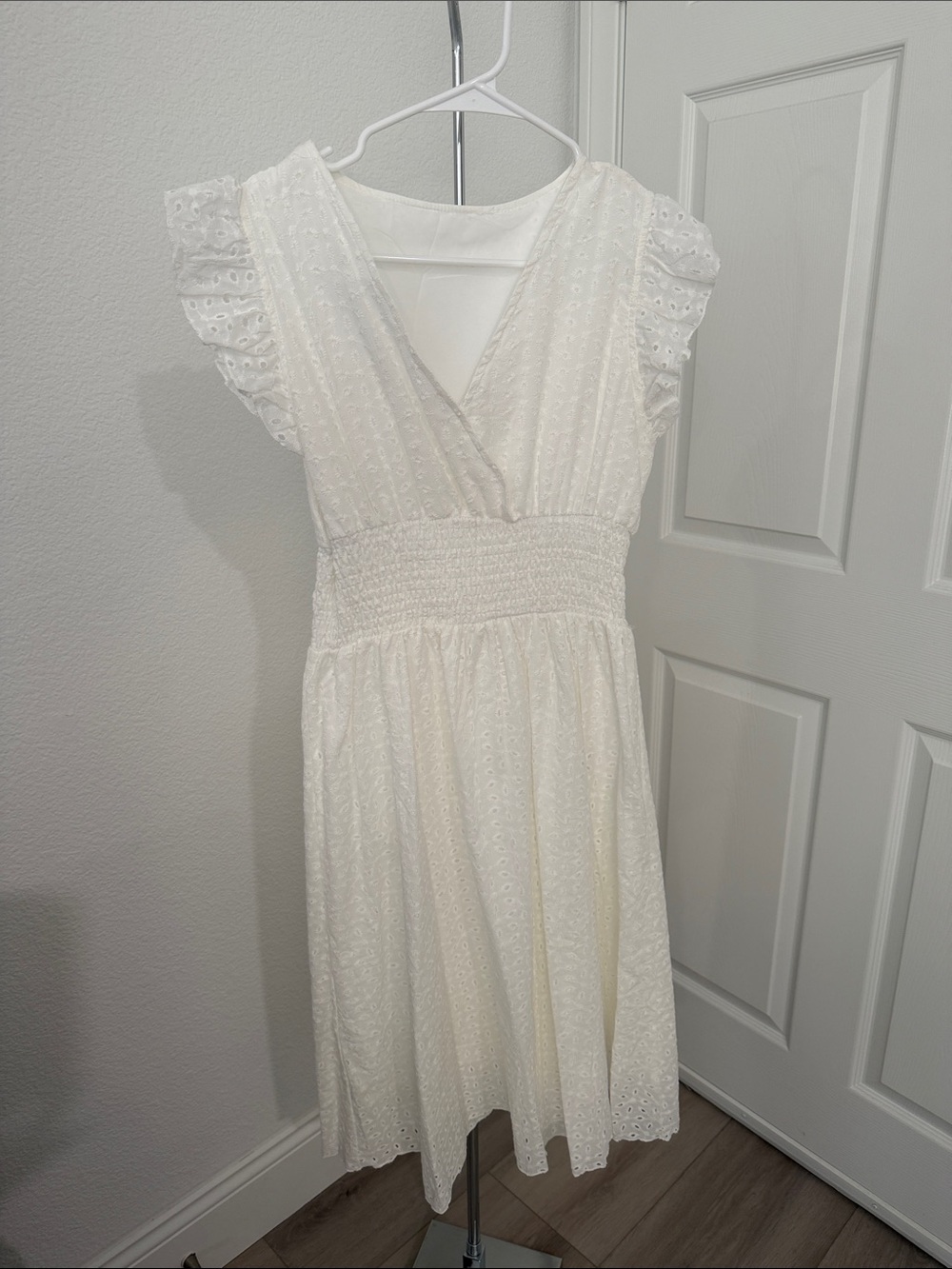 🎉SALE!!! White Eyelet Smocked Waist Dress - Women's